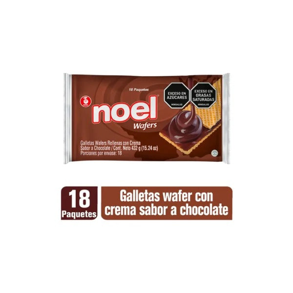 Noel galletas wafer con crema sabor chocolate *18 paquetes