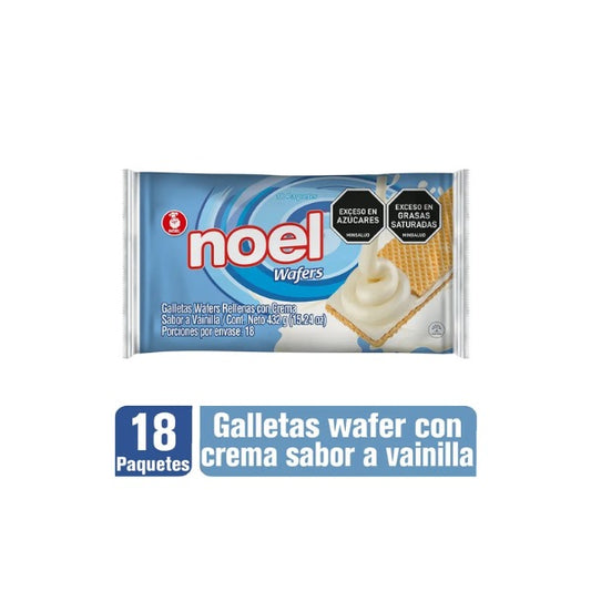 Noel galletas wafer con crema sabor vainilla *18 paquetes