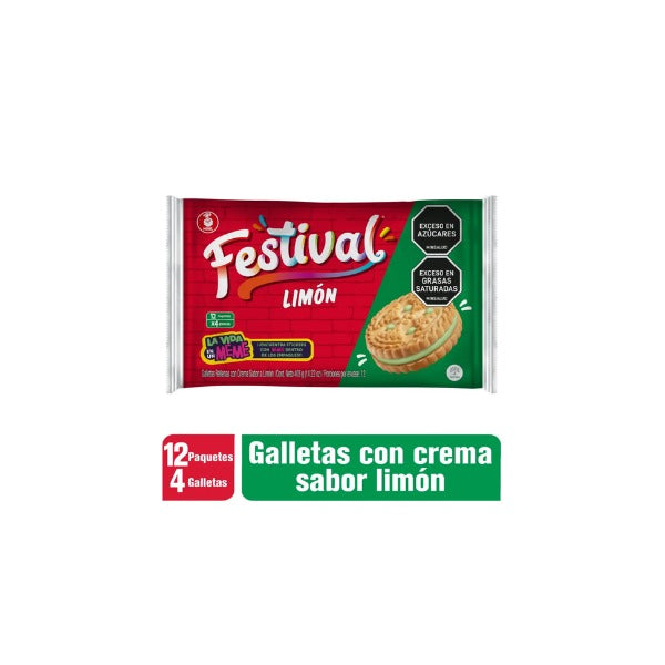 Galletas Festival Limón - 12 paquetes x 4 galletas